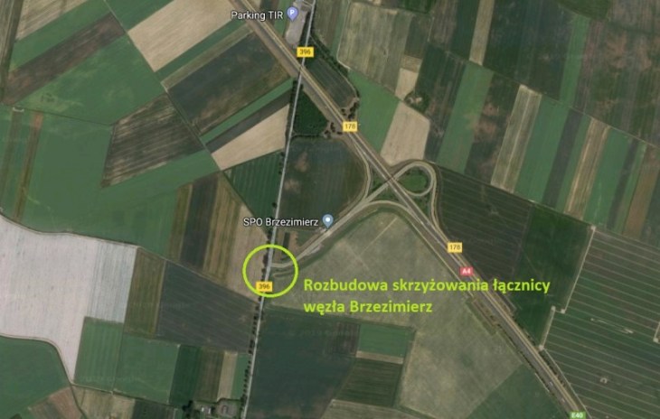Rozbudowa skrzyżowania łącznicy węzła Brzezimierz. Źródło: GDDKiA